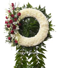 Funeral Wreath - Red Roses & White Orchids