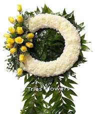 Funeral Wreath - Yellow Roses