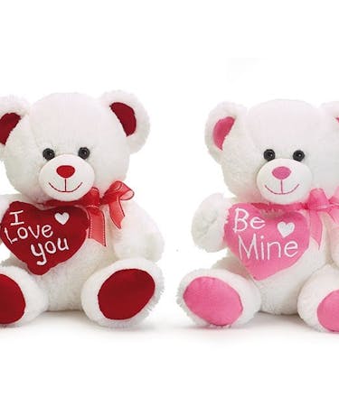 VALENTINES BEAR WITH PINK OR RED HEART