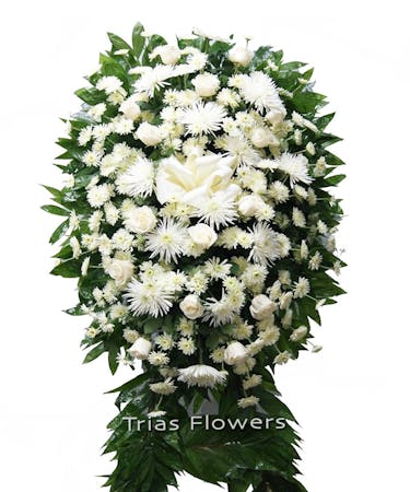Funeral Spray -  White with White Roses