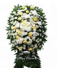 Funeral Spray -  White with Yellow Roses