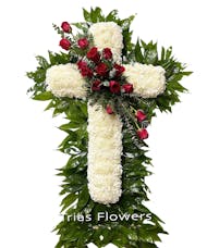 Funeral Cross - Red Roses