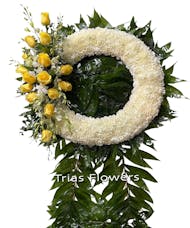 Funeral Wreath - Yellow Roses & White Orchids